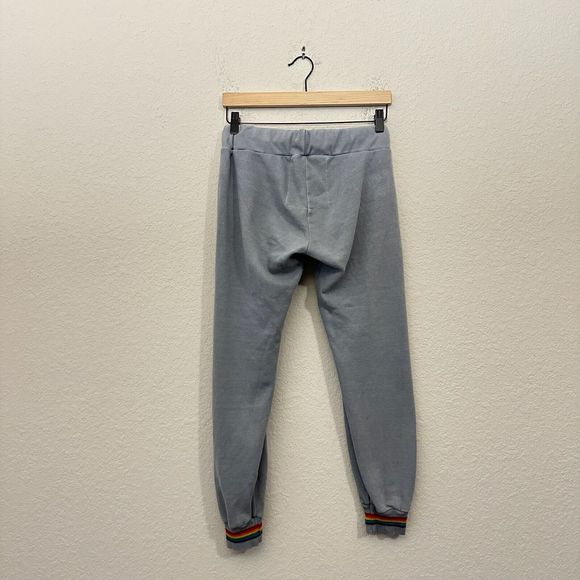 AVIATOR NATION Rainbow Ribbed Trim Sweatpants in Grey *RARE* - Picture 5 of 10